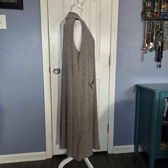 Belah & Codey Women L Green Heathered Sleeveless Duster Fall Transition Boho - Picture 8 of 8